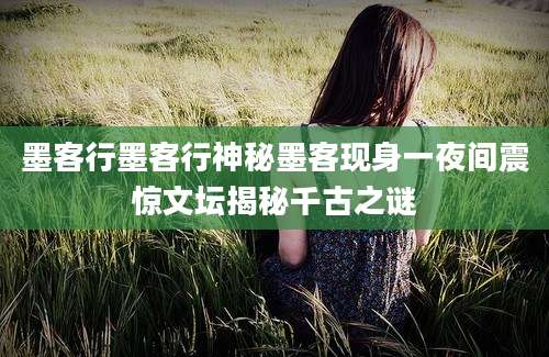 墨客行墨客行神秘墨客现身一夜间震惊文坛揭秘千古之谜