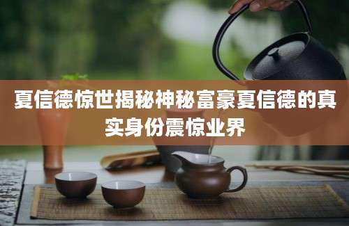 夏信德惊世揭秘神秘富豪夏信德的真实身份震惊业界