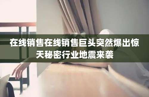 在线销售在线销售巨头突然爆出惊天秘密行业地震来袭