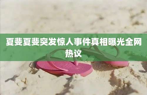 夏斐夏斐突发惊人事件真相曝光全网热议