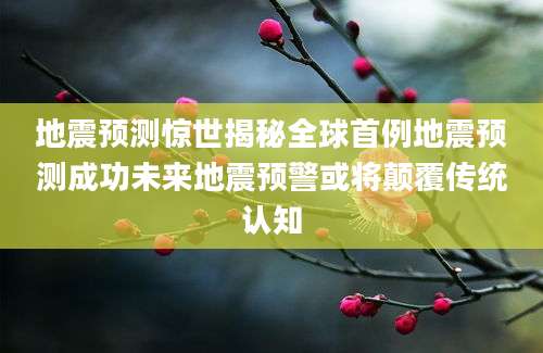地震预测惊世揭秘全球首例地震预测成功未来地震预警或将颠覆传统认知