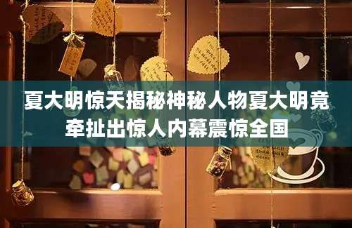夏大明惊天揭秘神秘人物夏大明竟牵扯出惊人内幕震惊全国