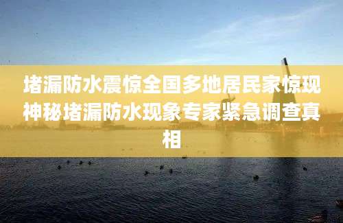 堵漏防水震惊全国多地居民家惊现神秘堵漏防水现象专家紧急调查真相