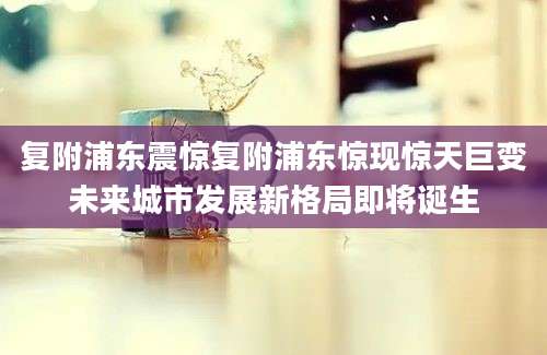 复附浦东震惊复附浦东惊现惊天巨变未来城市发展新格局即将诞生