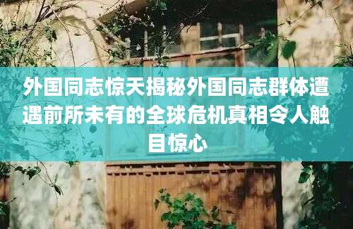 外国同志惊天揭秘外国同志群体遭遇前所未有的全球危机真相令人触目惊心