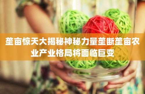垄亩惊天大揭秘神秘力量垄断垄亩农业产业格局将面临巨变