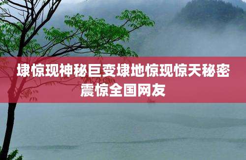 埭惊现神秘巨变埭地惊现惊天秘密震惊全国网友