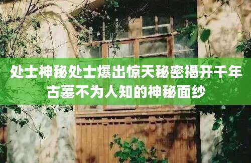 处士神秘处士爆出惊天秘密揭开千年古墓不为人知的神秘面纱