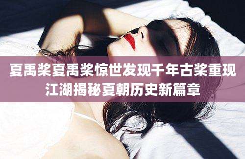 夏禹桨夏禹桨惊世发现千年古桨重现江湖揭秘夏朝历史新篇章