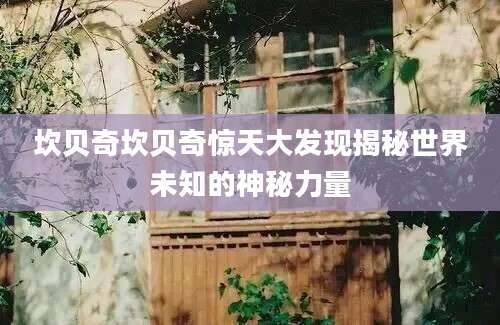 坎贝奇坎贝奇惊天大发现揭秘世界未知的神秘力量