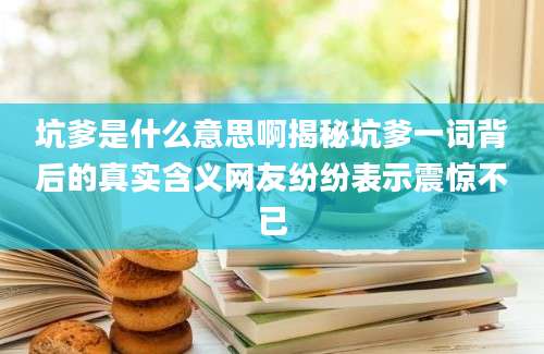 坑爹是什么意思啊揭秘坑爹一词背后的真实含义网友纷纷表示震惊不已