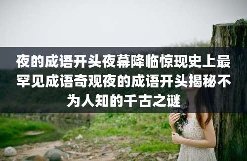 夜的成语开头夜幕降临惊现史上最罕见成语奇观夜的成语开头揭秘不为人知的千古之谜
