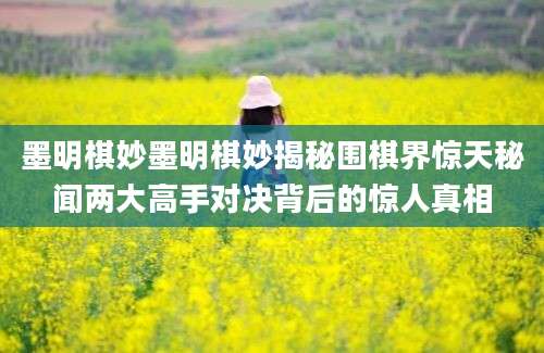 墨明棋妙墨明棋妙揭秘围棋界惊天秘闻两大高手对决背后的惊人真相