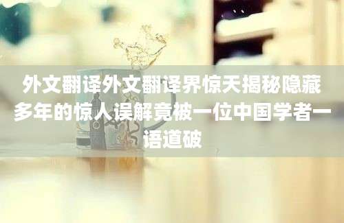 外文翻译外文翻译界惊天揭秘隐藏多年的惊人误解竟被一位中国学者一语道破