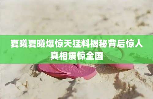 夏曦夏曦爆惊天猛料揭秘背后惊人真相震惊全国