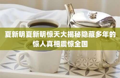 夏新明夏新明惊天大揭秘隐藏多年的惊人真相震惊全国