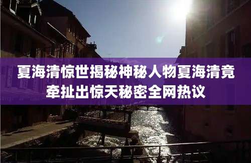 夏海清惊世揭秘神秘人物夏海清竟牵扯出惊天秘密全网热议