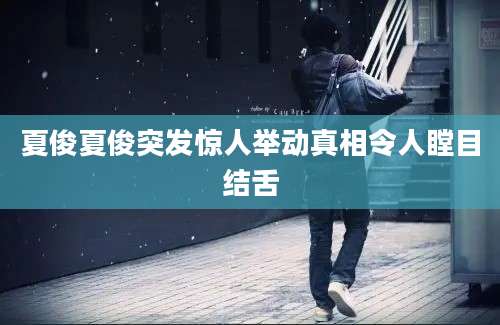 夏俊夏俊突发惊人举动真相令人瞠目结舌