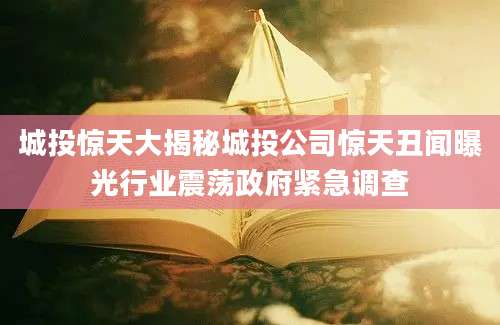 城投惊天大揭秘城投公司惊天丑闻曝光行业震荡政府紧急调查