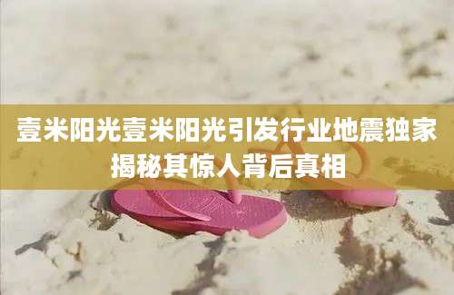 壹米阳光壹米阳光引发行业地震独家揭秘其惊人背后真相