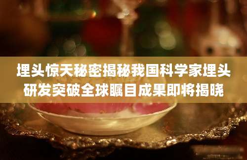 埋头惊天秘密揭秘我国科学家埋头研发突破全球瞩目成果即将揭晓
