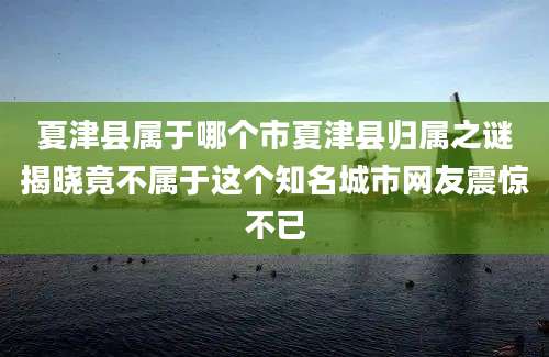 夏津县属于哪个市夏津县归属之谜揭晓竟不属于这个知名城市网友震惊不已
