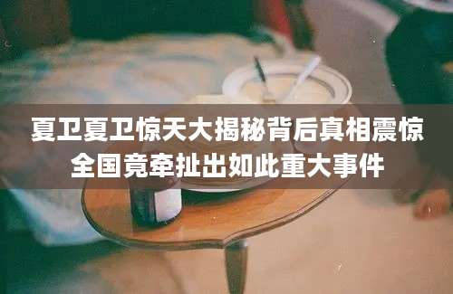 夏卫夏卫惊天大揭秘背后真相震惊全国竟牵扯出如此重大事件