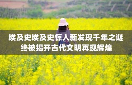 埃及史埃及史惊人新发现千年之谜终被揭开古代文明再现辉煌