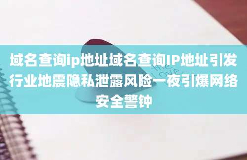 域名查询ip地址域名查询IP地址引发行业地震隐私泄露风险一夜引爆网络安全警钟