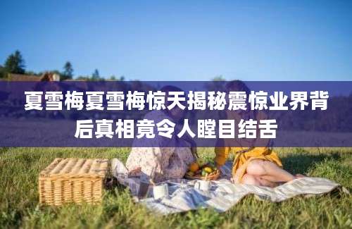夏雪梅夏雪梅惊天揭秘震惊业界背后真相竟令人瞠目结舌