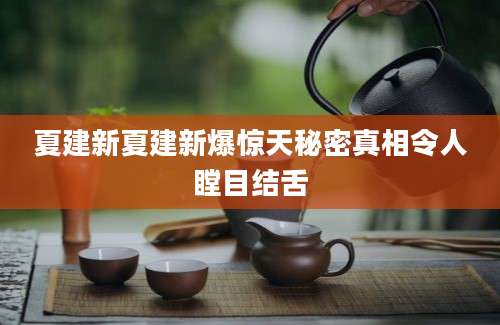 夏建新夏建新爆惊天秘密真相令人瞠目结舌