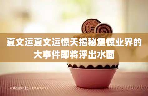 夏文运夏文运惊天揭秘震惊业界的大事件即将浮出水面
